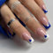 Calkkrer 24 Stück Kurze Quadratische Press On Nails, French Blaue Weiße Falsche Nägel Mit Herz Design, Künstliche Nägel Zum Aufkleben, Falsche Nagelspitzen, Fake Nägel