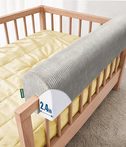 AEOCOO Bed Bumper for Toddlers, Bunk Bed and Loft Bed Bumpers Protector, Premium Soft Memory Foam - Anti-bump | Fall Prevention | Increased Height, 70cm, Gray