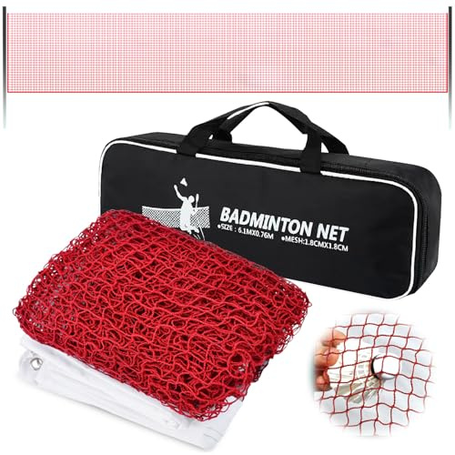 Red de bádminton, 610 x 76 cm, red de bádminton portátil con cuerda de alambre, red de voleibol plegable, red de tenis con bolsa de transporte, red deportiva de poliéster para jardín, escuela, playa
