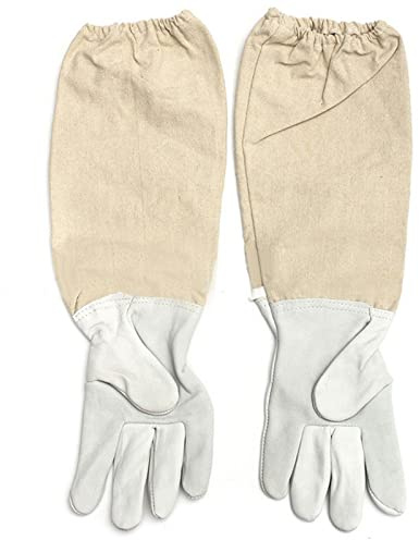 Goatskin Leather Beekeeper Gloves Long Sleeve with Elastic Cuff, Breathable & Comfortable Beekeeping Gloves for Men and Women, Bee Proof Hand Protection (XXXL)