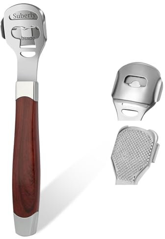 URAQT Raschietto per piedi, 3 Pezzi Raschietto per Piedi Kit, con 10 Lame, Callo Rimozione di Lima, Professionali Lima per piedi, Rimuovi la pelle morta e la pelle dura dai piedi(Venature Del Legno)