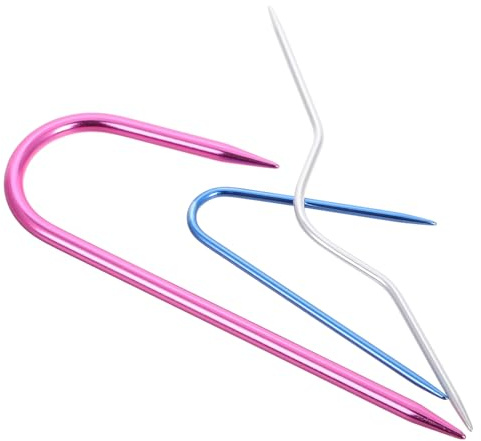 Uonlytech Ensemble 3 Aiguilles Torsadées de U en Aluminium, Aiguilles à Gros Chas pour Tricot, Outils Porte-mailles pour Pull, Accessoires Crochet pour Kit Tricot et Crochet Loisirs
