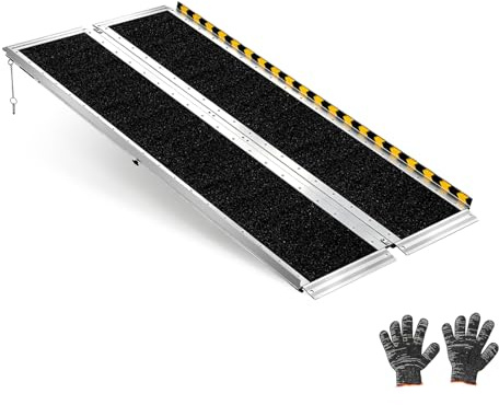 VEVOR Rampa Pieghevole per Sedie a Rotelle, 152 cm, Rampa Portatile in Alluminio Resistente, Superficie Antiscivolo, Portata Massima 363 kg, Ideale per Gradini, Scale, Ingressi, Porte, Soglie, Scooter