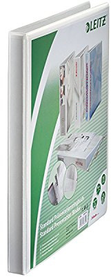 Leitz 42820001 Ringbuch Präsentation, mit Taschen, A4, PP, 4 Ringe, 16 mm, weiss