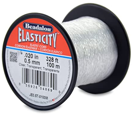 Beadalon Elasticity Bead String - Bracelet Cord, 0.5 mm/100 m, Clear