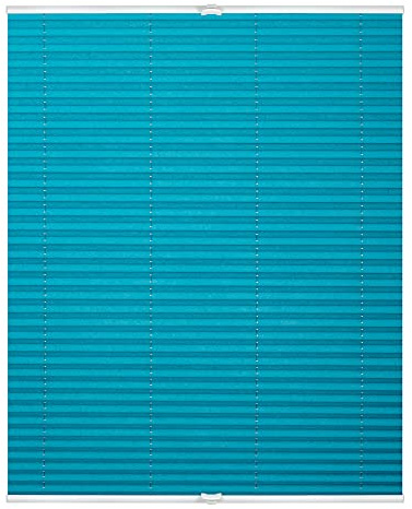 Lichtblick Plissee Klemmfix, ohne Bohren, verspannt, lichtdurchlässig, Blickdicht, Uni, mit eleganter Crushed Optik 65 cm x 130 cm (B x L), Blau