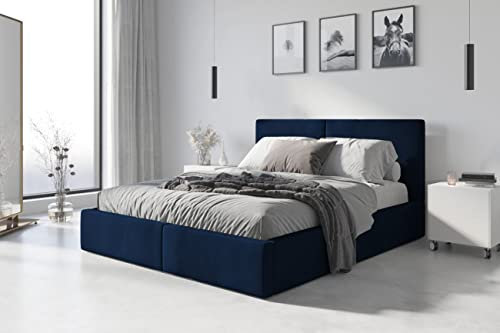Interbeds Polsterbett Hilton 160x200cm in 6 Farben inkl. Matratze und Lattenrost (blau)