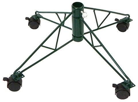 Green Metal Rolling Christmas Tree Stand for 6.5' - 7.5' Artificial Trees