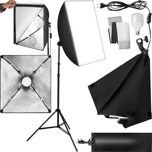 tectake® Kit iluminación Estudio fotográfico, Set de Softbox con Trípode. Iluminacion Fotografia, Foco Luz, Foco de Luz Fotografia, Accesorios para Video y Youtube - Softbox