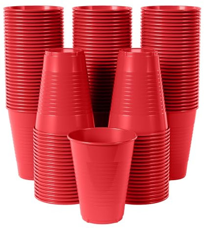 Party Solids 12 Oz Red Plastic Cups For Party Supplies 50 Pack | Red Disposable Cups Plastic | Disposable Drinkware For Parties, Events & Everyday