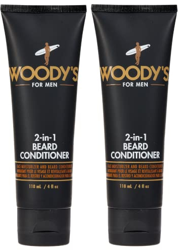 Woody's 2-in-1 Men Beard Conditioner, Beard Wash, Moisturize, Softens & Conditions Dry Flaky Beards, Enriched With Botanical Extracts and Essential Oils - 4 Fl Oz, 2 Pack