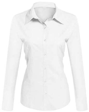 Toocool - Camisa de Mujer Slim Fit Manga Larga Blusa Ajustada Algodón C-S020 [XL, Blanco]