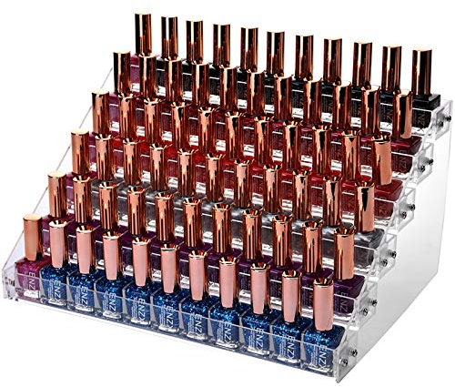 YOPAY 6 Tier Nail Polish Organizer, 66 Bottles Acrylic Nail Polish Ink Rack, Essential Oil Stand Holder Display Stand Holds, Clear Makeup Organizer, Easy Assemble