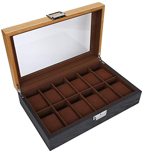 Archuu Organizador de Relojes Estuche para Relojes con 12 Ranuras, exhibición de 2 Colores Estuche para colección de Almacenamiento Organizador clásico clásico de 31,5 x 19,8 x 8 cm, para Hombres