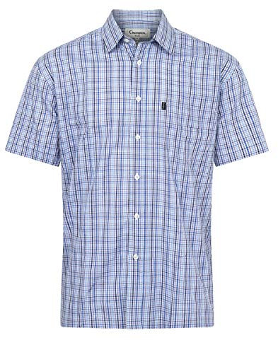 Champion Mens Poole Country Casual Short Sleeve Shirt Blue XXL