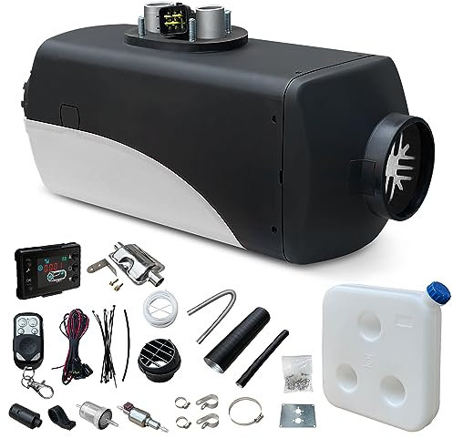 KIASTER 5KW / 8KW 12V Diesel Heater Air Parking Heater Diesel Night Heater With LCD Display & Remote Control & Fuel Tank for Car Trucks Boat Trailer RV Caravan Campervans (White+Black, 8KW)