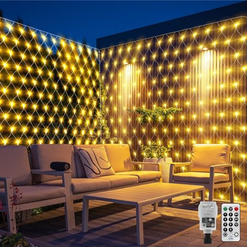 CORST 6X2M Christmas Net Lights Outdoor Plug in,300LEDs Large Mesh Net Lights Garden Tree Light for Bushes with Remote Timer, Waterproof,Connectable, for Gazebo Xmas Yard(Warm White)