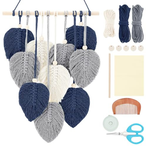 FREEBLOSS Macrame Leaf Wall Hanging Kit Boho Wall Hanging Macrame Tapestry DIY Macrame Wall Art for Beginners Macrame Boho Wall Decor for Room Decor Adults Gift