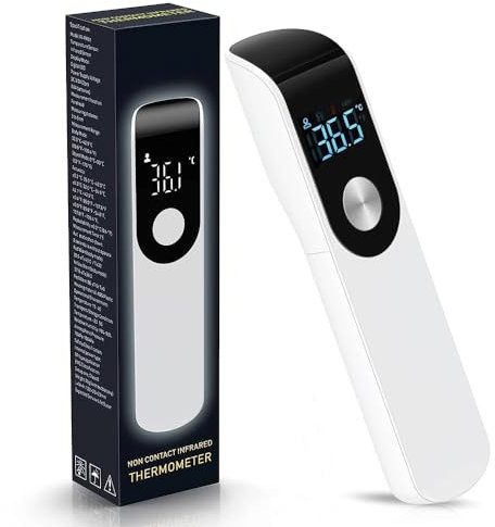 Termometro digitale senza touch a infrarossi forehead termometro, digitale con display LCD e allarme febbre, ℃ / ℉, lettura istantanea, termometro di temperatura (bianco)