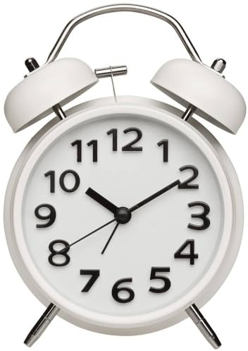 TFA Dostmann Reloj despertador analógico retro con doble campana de metal, 60.1040, sin tictac, movimiento silencioso, funciona con pilas, reloj despertador vintage, reloj de cuarzo, reloj despertador