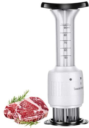 Batticarne in acciaio inox, siringa batticarne in acciaio inox, siringa per bistecche, marinata di carne, Iniettore di salsa per marinata, bistecche Aromaa Siringa Cook per Rovisions