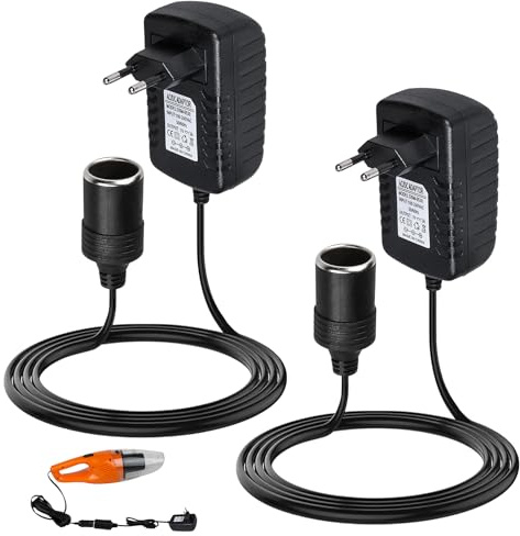 2 Piezas Adaptador de Corriente de 220 V a 12 V, Adaptador para Encendedor de Cigarrillos, Adaptador para Nevera de Coche, Bomba de Aire, aspiradora de Coche y Dispositivos de 12 V