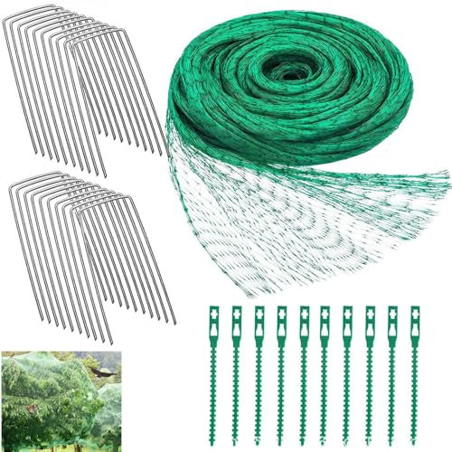 YqsIbth Garden Netting 4 x 12 m with 100 PCS Cable Ties and 20 PCS Ground Pegs, Bird Netting for Protecting Fruit Trees, Vegetables, Flowers, Crops, Strawberries, Peas
