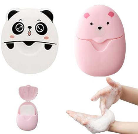 XOXVURI 2 Schachteln Mini Reisen Papier, Seifenblätter Reisen, Papier Seife, Soap Paper, Tragbare Seife mit KunStstoffbox, für Unterwegs Reisen Camp Outdoor Wandern-100 Stück