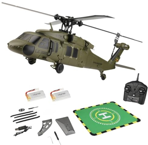 PizazzToy K170 UH-60L Elicottero RC, 170 misura 2,4 G, 4CH, giroscopio Flybarless RC a 6 assi con altezza, acceleratore regolabile sinistra e destra per principianti