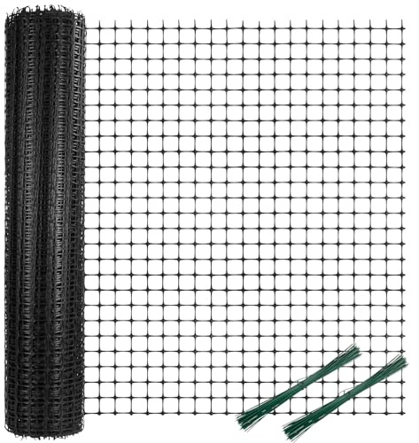 1m x 10m Garden Fence Barrier with 50 Fixed Straps, Reusable Plastic Mesh Fencing Roll for Dogs, Chickens, Rabbits, and Vegetables, Temporary Safety Yard Fencing, Poultry Protection (1mx10m)