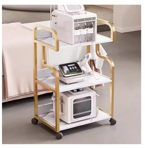 Carro de esteticista con ruedas, carrito rodante de 3 niveles para salón y spa, soporte móvil para máquina de belleza