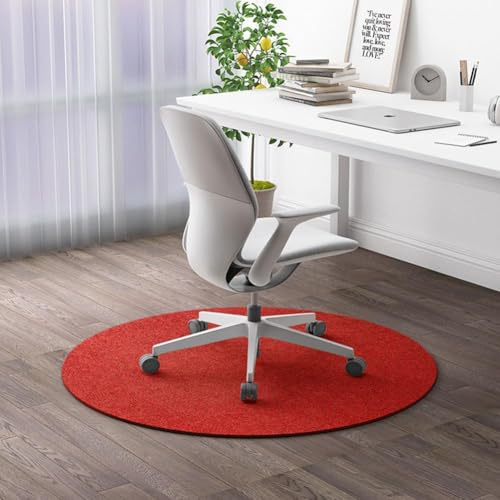 Tappetino rotondo per sedia da ufficio, tappeto per pavimenti in legno, protezione per il pavimento dell'ufficio, per sedie a rotelle da gaming, antiscivolo, per la casa (rosso, 120 cm)