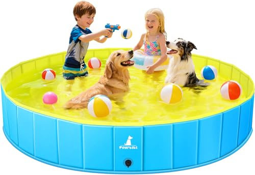 Pourbibi Piscina para Perros Grandes, Piscina Plegable para Perros, Bañera Portátil De PVC para Perros, Piscina para Perros Grandes Y Pequeños, 160 X 30 cm