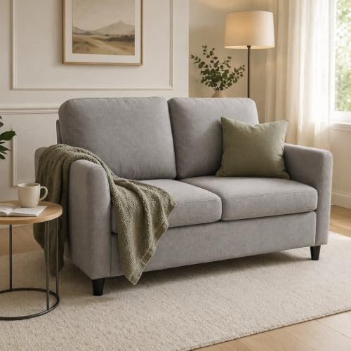 YODOLLA Dark Grey 2-Seater Loveseat Sofa with Washable Covers