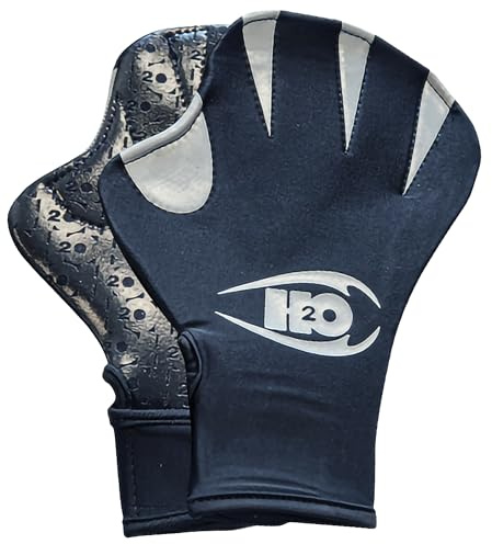 H2ODYSSEY Paddle Gloves Webbed Gloves with Strap Sharkskin Palm (Large)