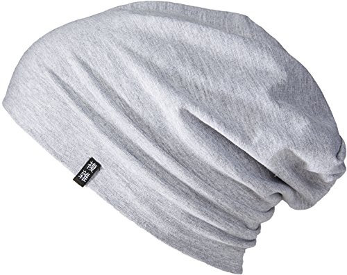 Enter the Complex® Leichte Beanie Mütze, Herren und Damen, Übergangsmütze, Sommer Beanie, Dünne Kopfbedeckung, Baumwolle (Jersey), S/M, Hell Grau Meliert