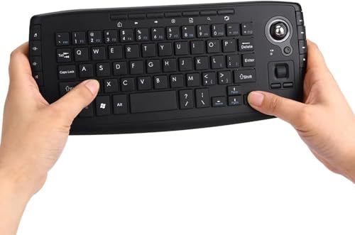 Docooler Trackball Mouse Keyboard, 2.4GHz Wireless Trackball Mouse Keyboartd Combo, Plug and Play, Mini Keyboard with Trackball Mouse Scroll Wheel for PC, Android Tv Box, Remote Controller - Black