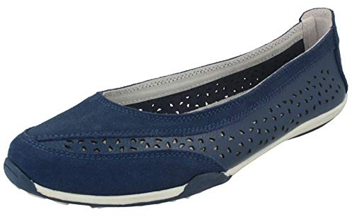 Down To Earth Ladies Suede Leather Ballerinas F80448 - Navy Suede Leather - UK Size 7 - EU Size 40 - US Size 9