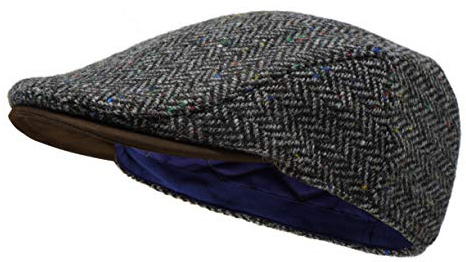Lo Sloan - Coppola in Tweed irlandese e pelle Nubuck - Ghiaia Herringbone M