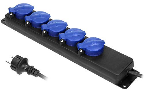 ORNO AE-13193(GS)/3M Mehrfachsteckdose Außen Werkstatt Steckdose IP44 5-Fach mit 3m Kabel (3m)