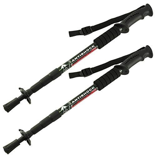 MidGard Teleskop Nordic Walking Stöck, 50-110 cm höhenverstellbar, Antischock Dämpfung, Wanderstöcke Schwarz 2 STK.