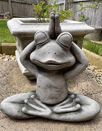 Statue de jardin en pierre de grenouille de yoga | Sculpture d'animal en plein air Décoration de crapaud