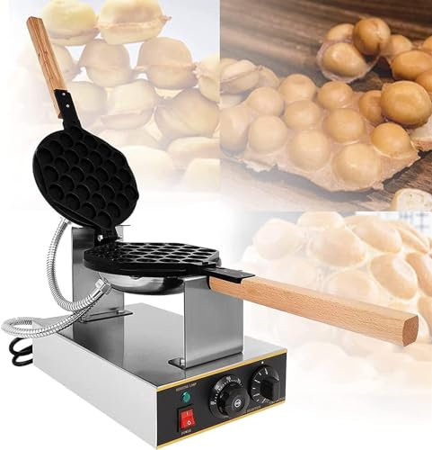 Bubble Waffle Machine, 1400 W elektrisk non-stick äggvåffelmaskin - 180 graders rotation/snabb uppvärmning/rostfritt stål, för kaférestaurang c