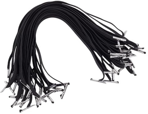 BENECREAT 100 pezzo di Cordoncino Elastico Spinato, Fascia Elastica per Cinghie Elastiche con Cordino Elastico Piatto Nero Da 26 cm con Estremità con Punte In Metallo per Cappello Da Festa