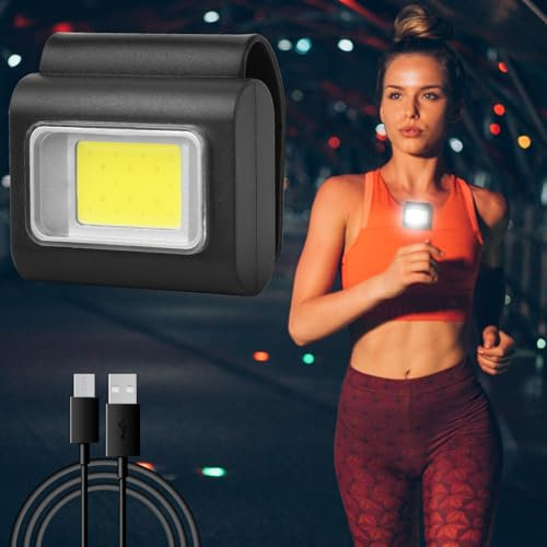 Adiwo Lauflicht Lauflampe Joggen, 5 Lichtmodi LED Clip Lampe 500 Lumen Einstellbare Magnetische Saugkraft Stirnlampe USB Lampe IP64 Wasserdicht Wiederaufladbar mit Rotlicht für Joggen Campen