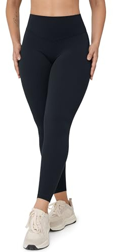 UNISSU Workout-Leggings für Damen, ohne Vordernaht, hohe Taille, butterweich, Yogahose, Fitnessstudio, athletische Strumpfhose, 63,5 cm, Schwarz, X-Klein
