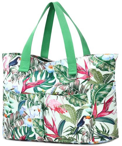 Myhozee Bolsa Playa XXL Impermeable Bolso Playa Mujer Hombre Grande xxl Familiar con Cremallera Bolsos de Viaje Mujer Bolsa para Piscina/Sauna/Playa Verano Ligero Bolso de Mano Shopper Beach Bag