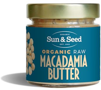 Organic Macadamia Nut Butter by Sun & Seed - 200g - Smooth Nut Butter - Plant Based - High in Fibre - 100% Organic Macadamia Nuts - Palm Oil Free - Vegan Butter