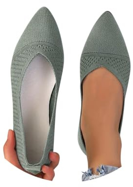 Minetom Femme Sport Chaussures Respirantes Confortable Tricotées Ballerines Loafers Décontractées Plates Flats Chaussures À Bout Pointu