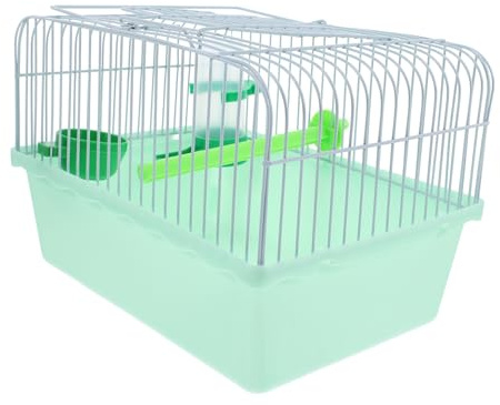 BCOATH Portable Bird Cage with Waterer Food Box for Parakeet Budgie Small Pet Travel Carrier Metal Birdcage Green Stand Color